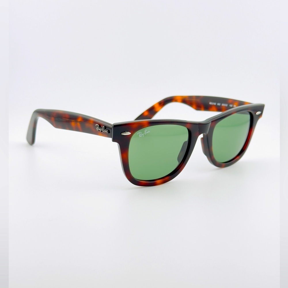 Ray-Ban Sunglasses RB2140 Original Wayfarer Tortoise Frame Green Lenses 50mm - Picture 6 of 14